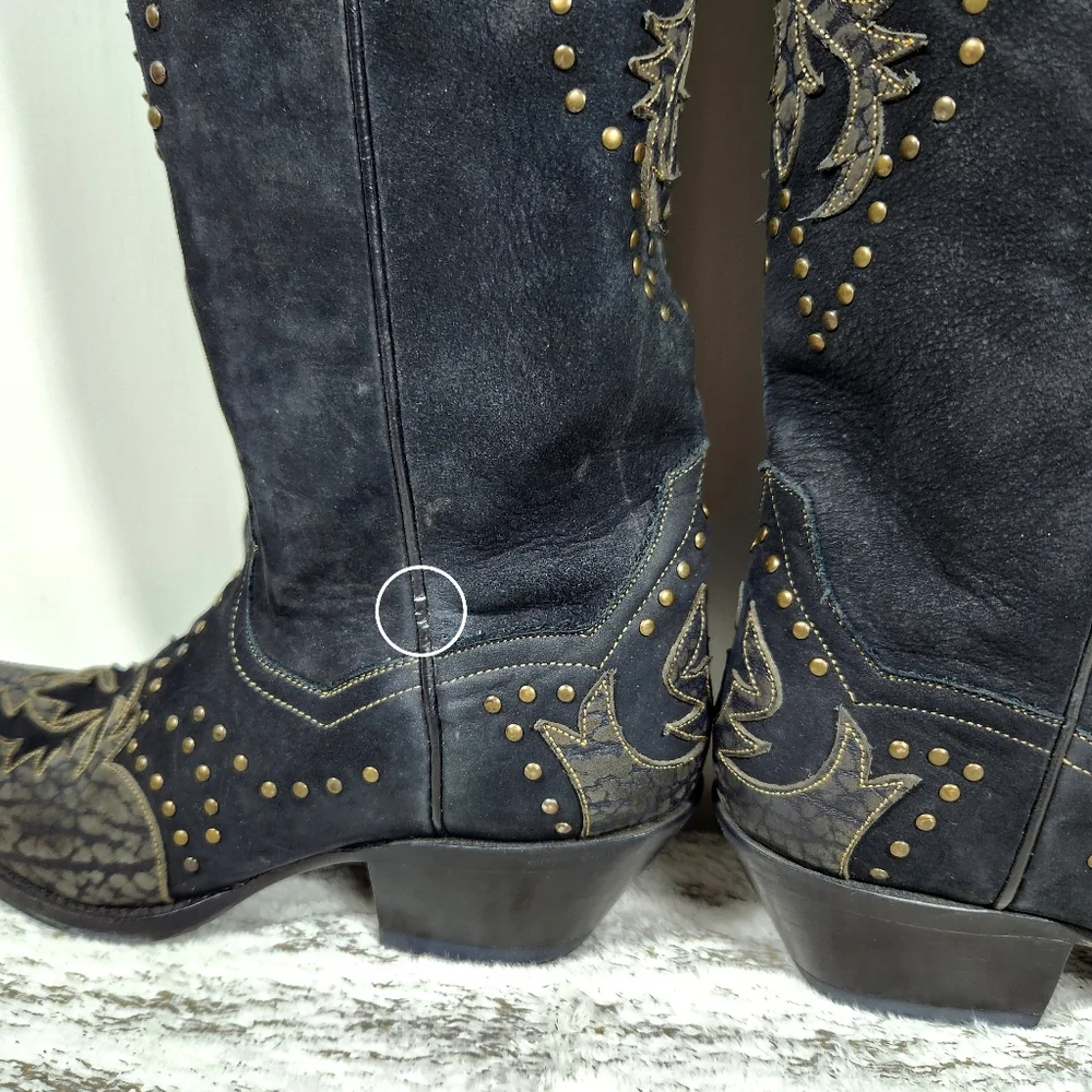 Dan Post "Invy" Studded Western Boots Black Leather DP3582 | Women's Size 8 - Picture 11 of 16